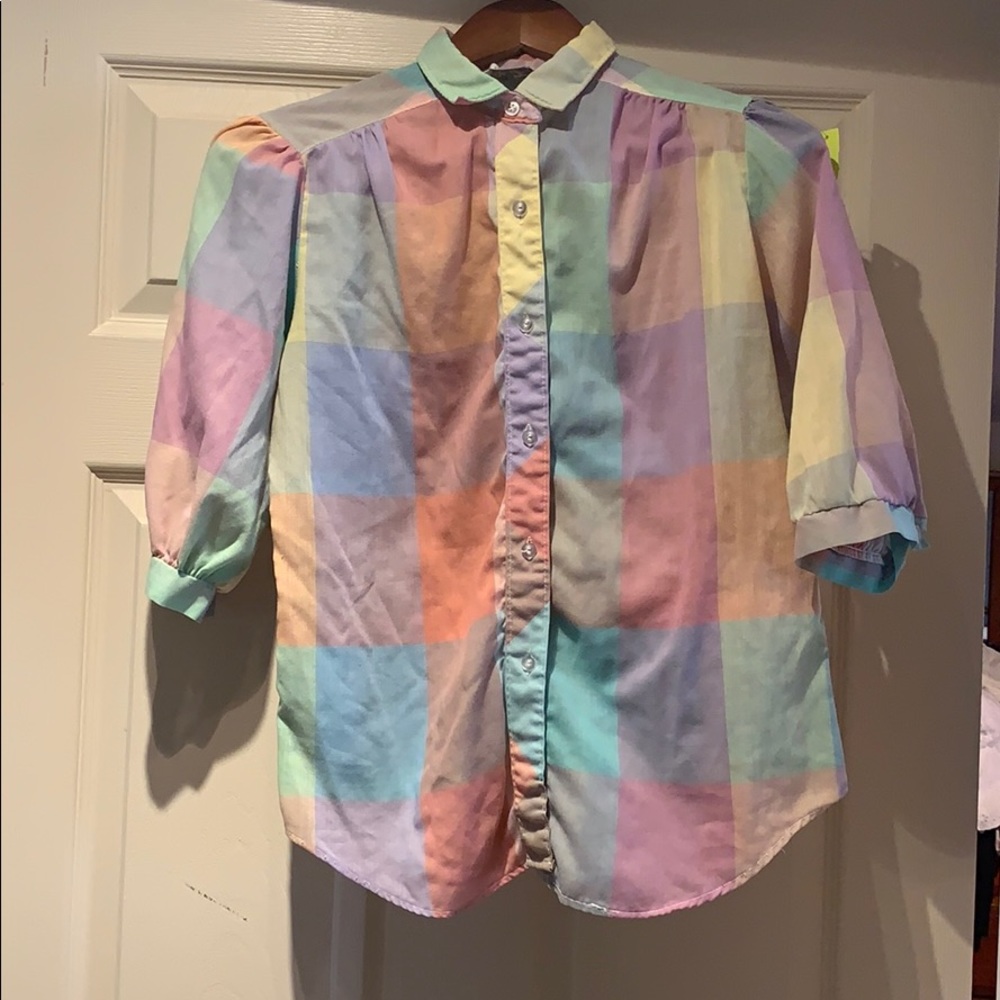 Pastel shirt-poof sleeve-vintage-cottage core